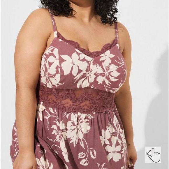 Torrid Emma Floral Gauze Lace Insert Maxi Dress Summer Spring Vacation Resort - Picture 3 of 14